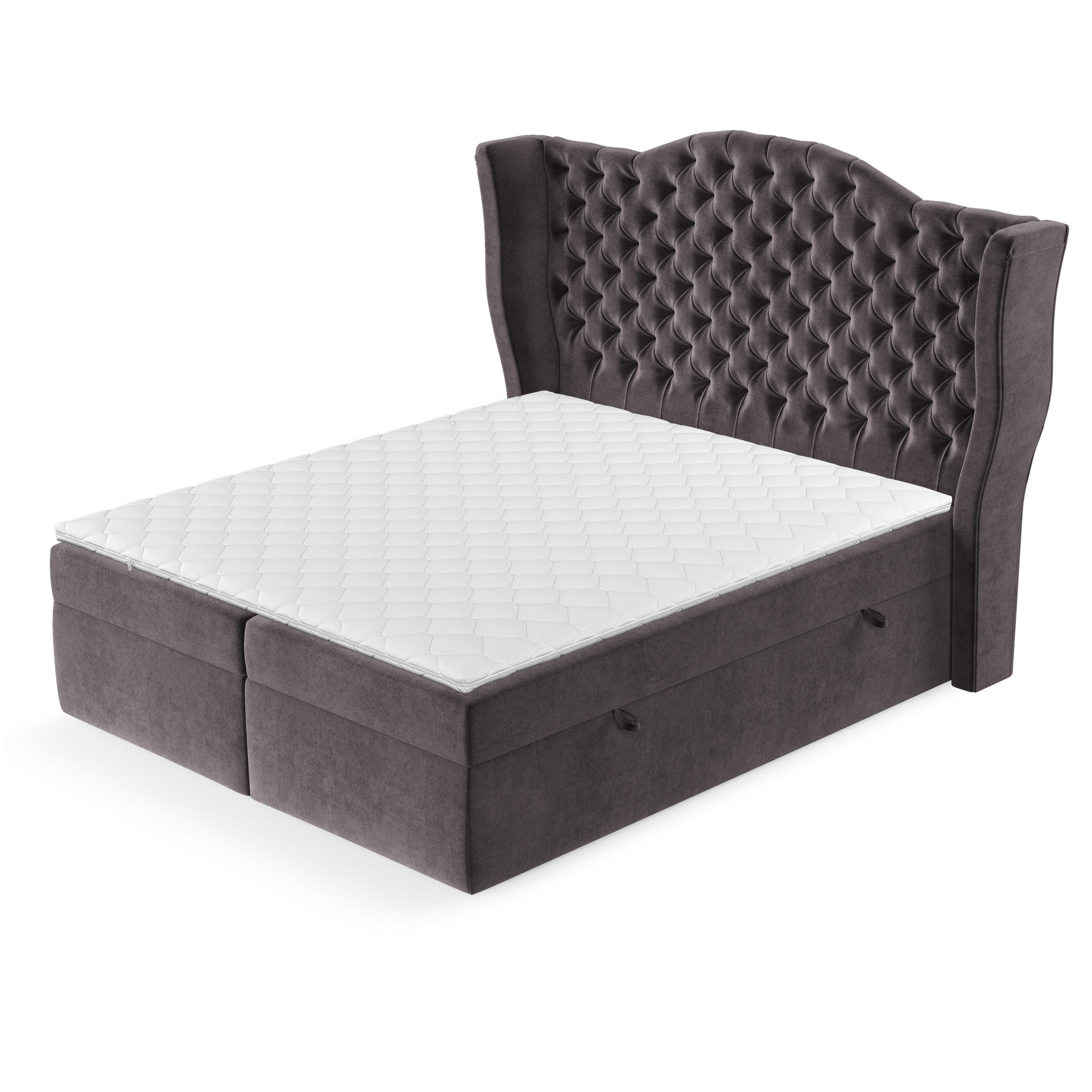 BOXBETT Royal Braun 160/200 cm im Samtstoff - Schwarz/Braun, Holz/Holzwerkstoff (160/200cm) - Maison de Reve