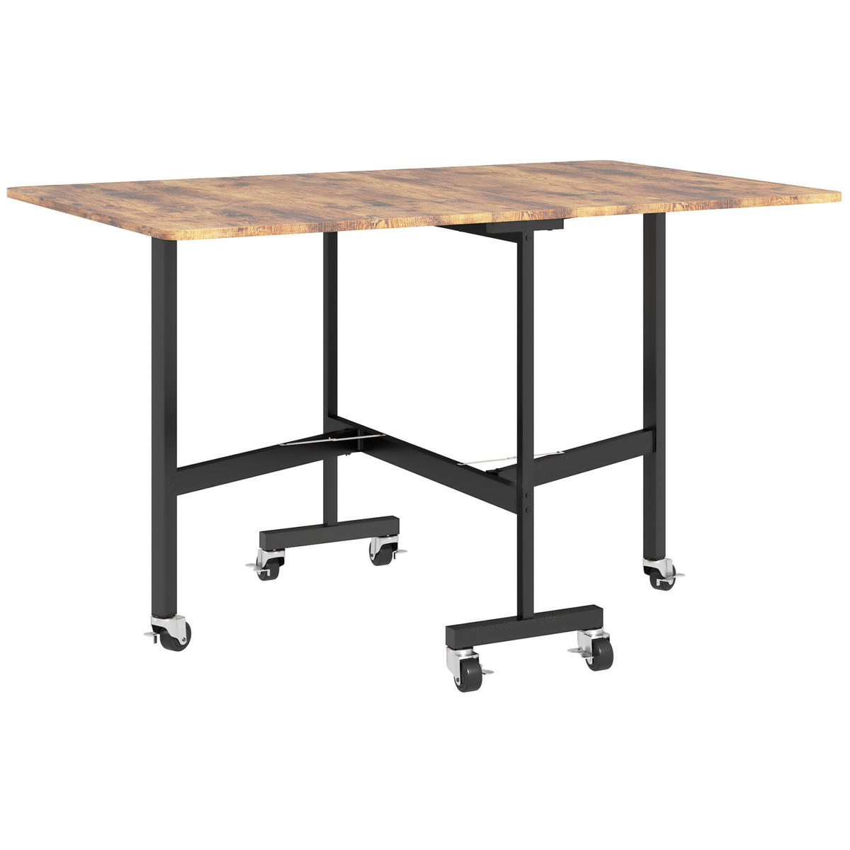 ESSTISCH Klappbar Küchentisch mit Rollen Bremsen für 4-6 Personen Rustikal-Braun - Braun, Holzwerkstoff (120/80/73cm) - HOMCOM