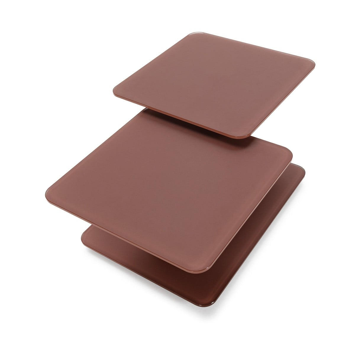 COUCHTISCH mit quadratischen Glasplatten 54/42,8/114,6 cm - Terracotta, Glas (66.5/54/42.8cm) - Calicosy