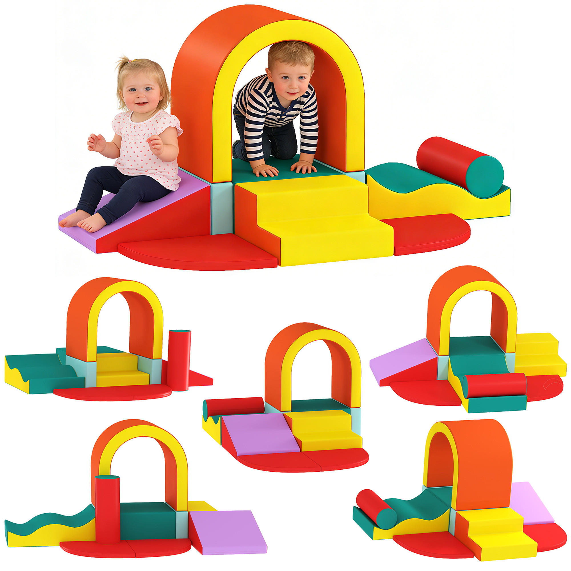 MOTORIKSPIEL DE-18216 10-teilig, EPE-Schaum mit PU-Bezug Bunt - Multicolor, Kunststoff (82/70/152cm) - ComfortXL