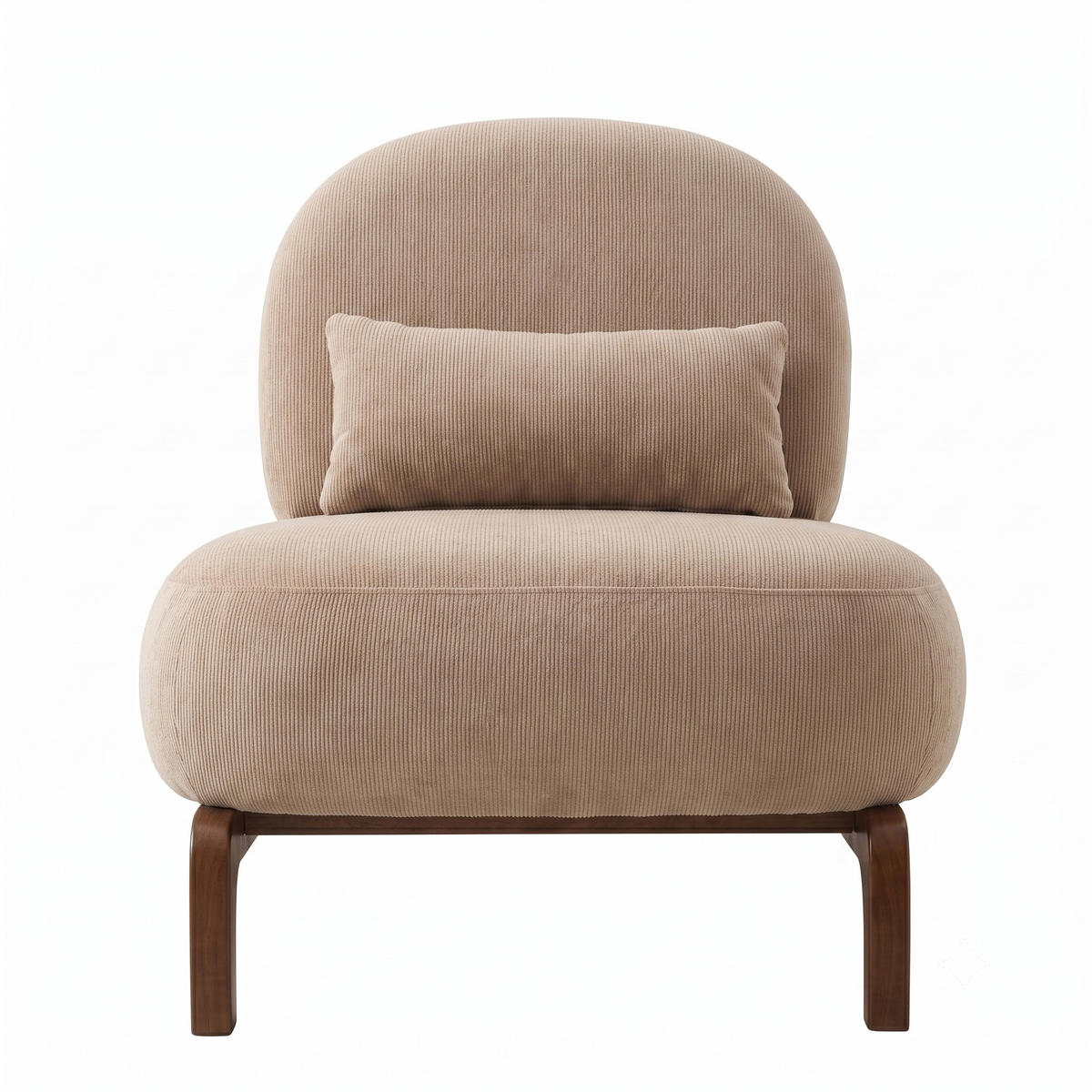 POLSTERSESSEL Ohne Armlehnen Samt Massivholzbeine - Sandfarben, Textil (86.9/69.9/72.1cm) - Urban Meuble