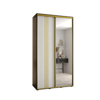 SCHWEBETÜRENSCHRANK 235,2/130/45 2-türig - Goldfarben/Schwarz, Holz/Metall (130/235/45cm) - Abiks Möbel