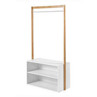 GARDEROBENSTÄNDER mit Stauraum - Weißdekor und Bamboo - L90 cm - Weiß, Holz (40/171/90cm) - Calicosy