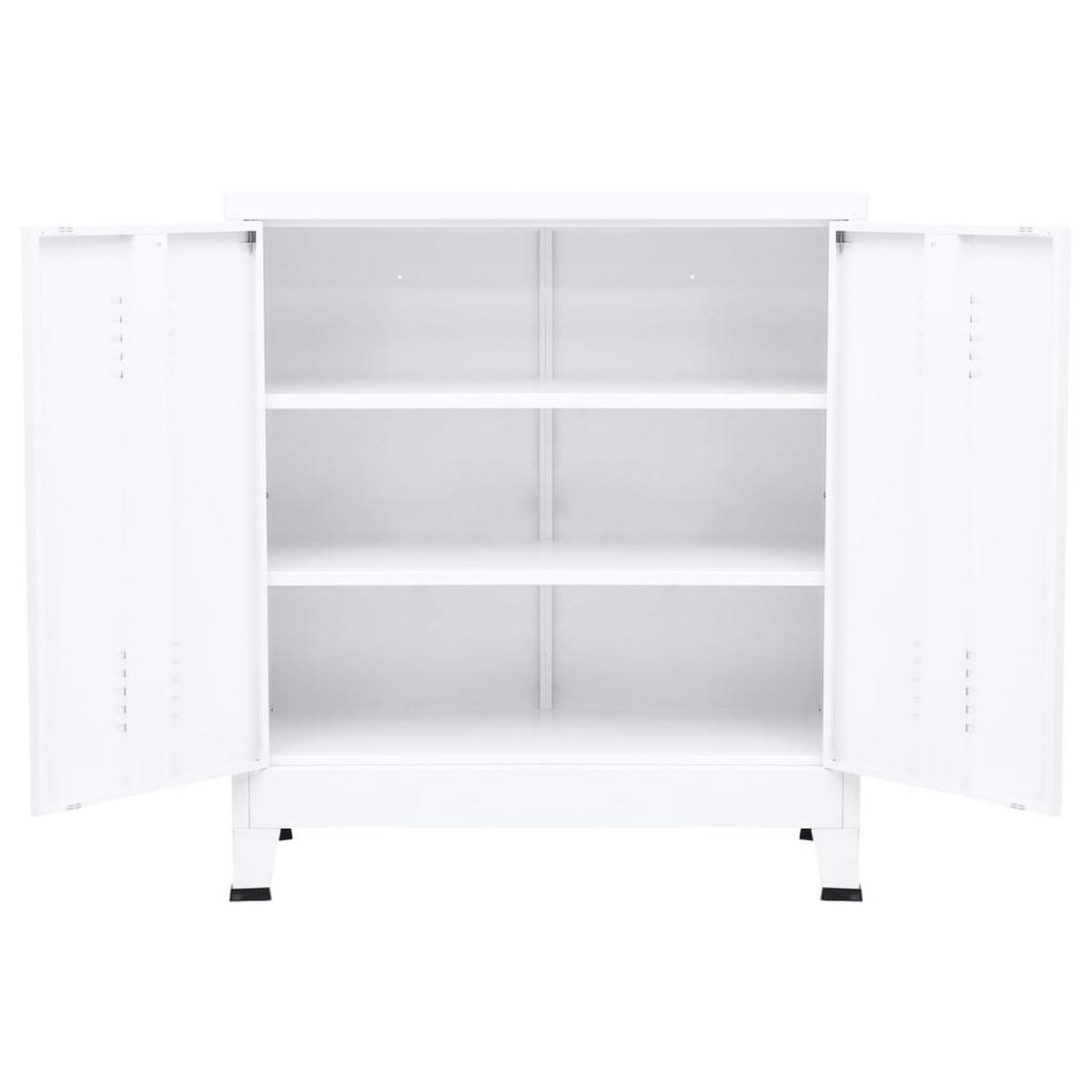 SIDEBOARD mit 2 Türen und verstellbaren Einlegeböden, 90/40/100 cm, aus Stahl, Weiß, im Industriestil - Weiß, Metall (90/100/40cm) - vidaXL