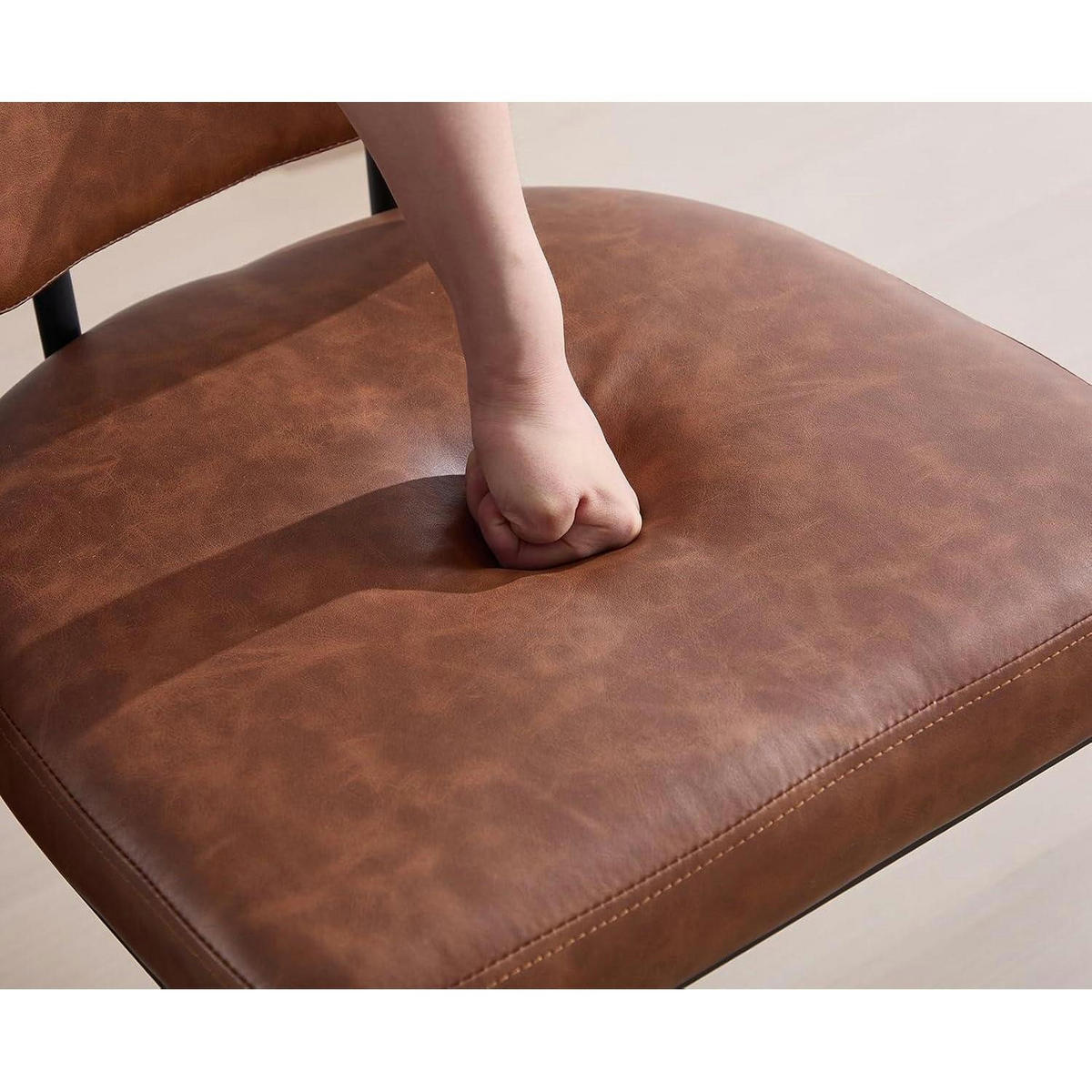 BARHOCKER 4er Set mit Rückenlehne Kunstleder Braun - Braun, Kunststoff (47/88.5/47.5cm)