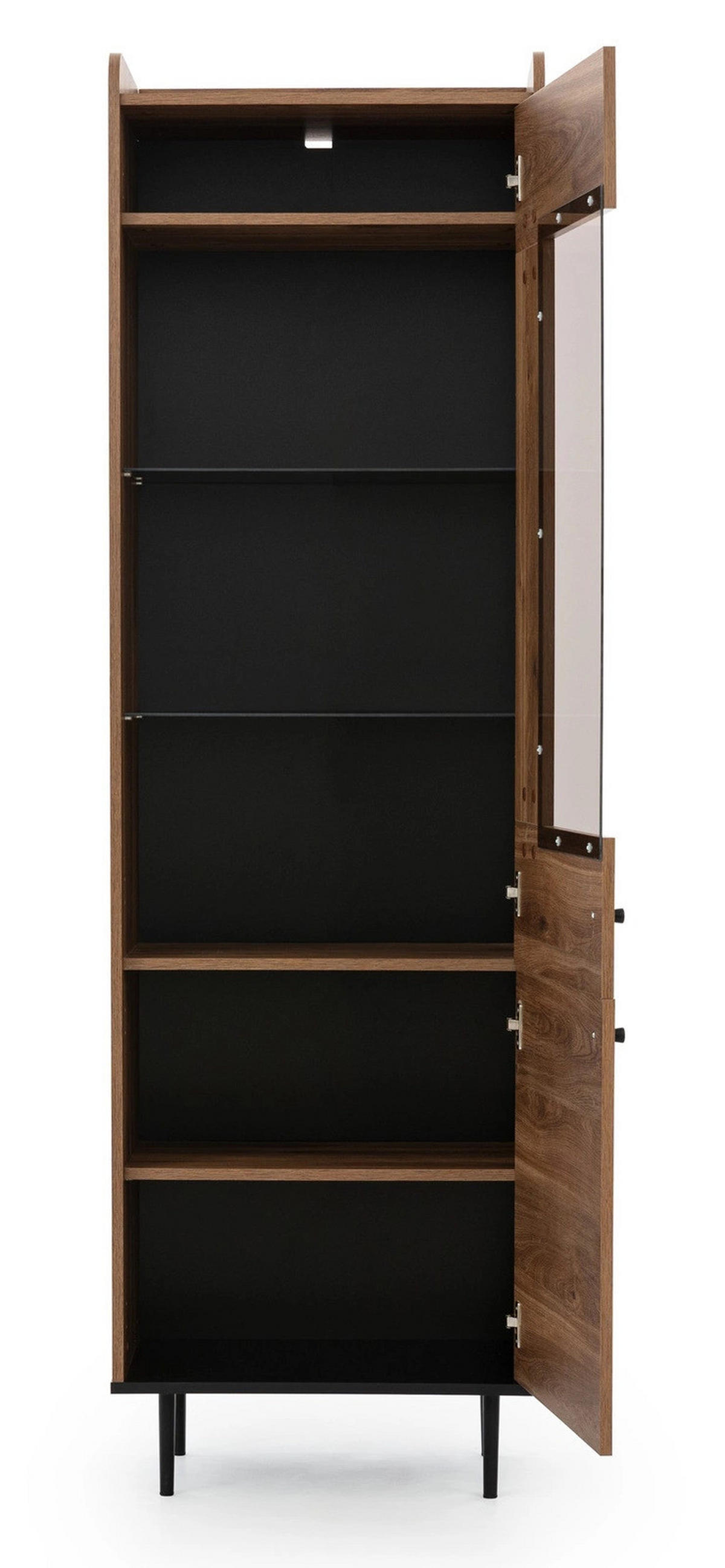 HOCHVITRINE Nero 60/40/200 Brandy Castello - Hellbraun/Schwarz, Glas/Holzwerkstoff (60/200/40cm) - Ravio