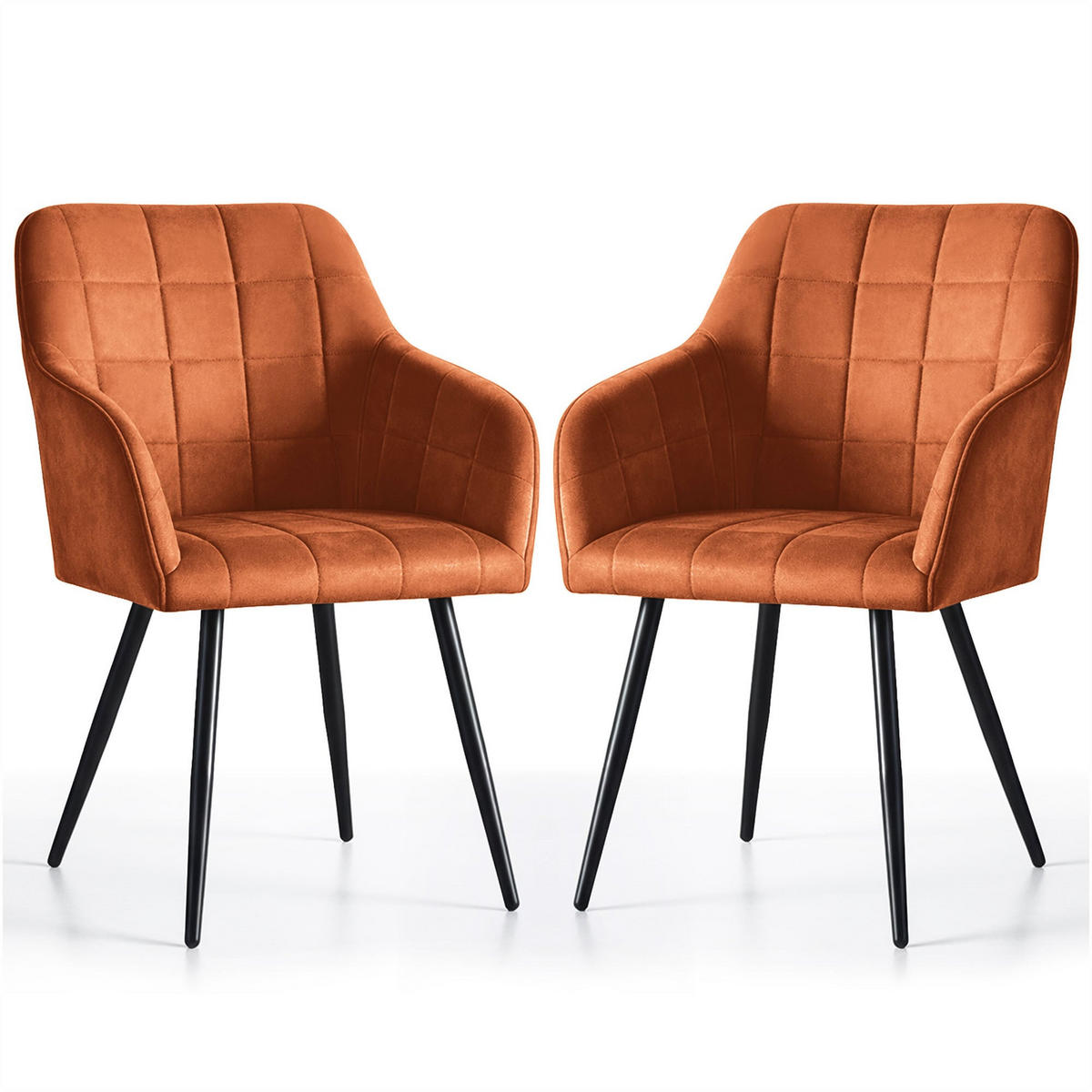 POLSTERSTUHL 2er Set, Metallbeine Bronze, Schwarz 54/82/58 - Schwarz, Textil (54/82/58cm) - RAUMHIRSCH FURNITURE