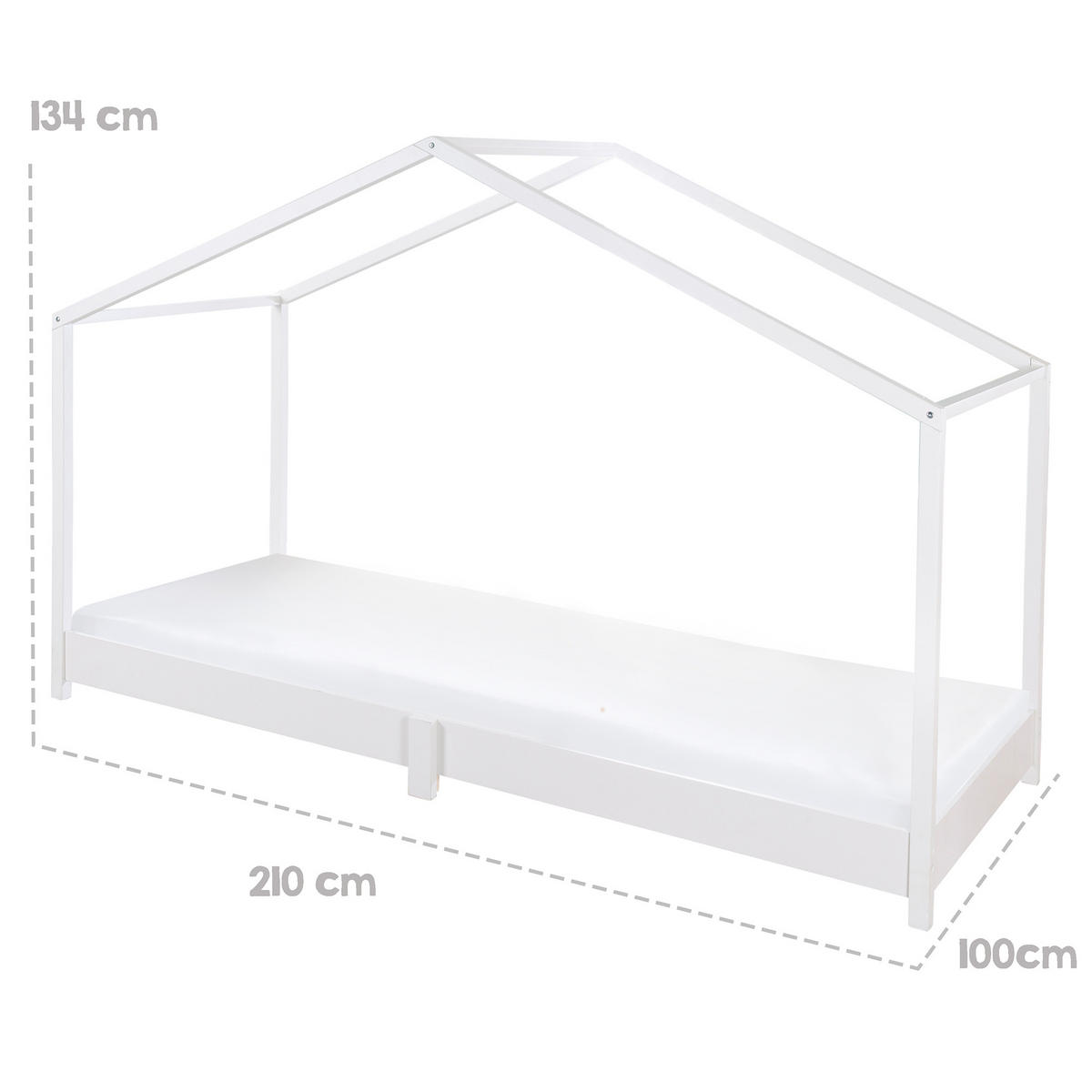 HAUSBETT 90 x 200 cm Bodenbett weiß - Weiß, Holzwerkstoff (90/200cm) - Roba