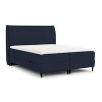 BOXBETT Melba Marineblau 160/200 cm mit Bonellmatratze - Schwarz/Dunkelblau, Holz/Holzwerkstoff (160/200cm) - Maison de Reve