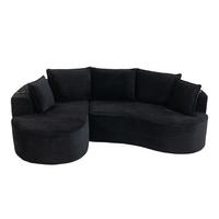 ECKSOFA 250/152/82 cm Schwarz mit Becherhalter und Stautasche - Schwarz, Textil (250/152cm) - Oxeza
