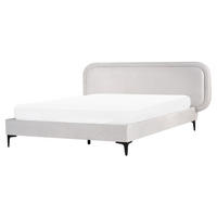 BETT mit Lattenrost 160/200 cm Hellgrau Suzette - Hellgrau, Textil (160/200cm) - Beliani