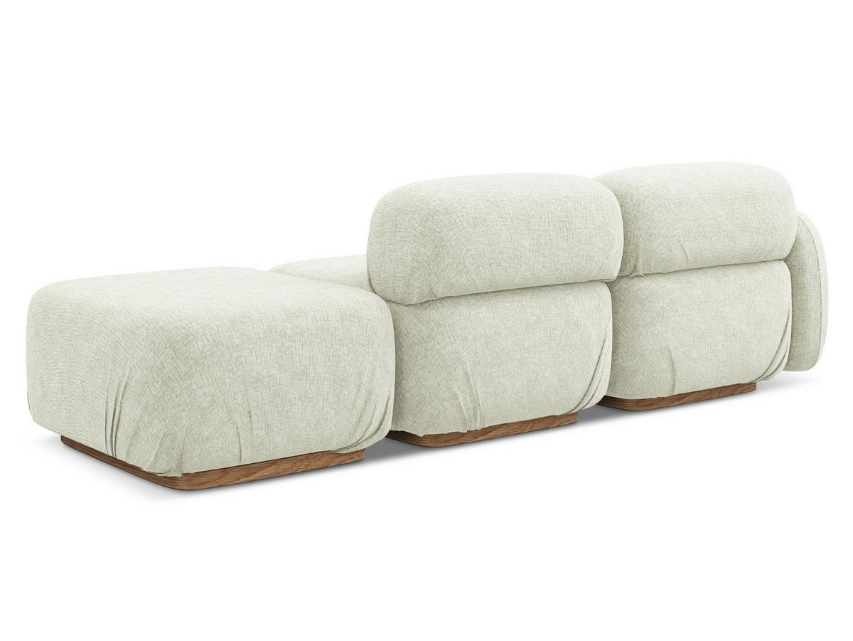 3-SITZER SOFA Rechts Chenille Stoff Weiß - Weiß/Braun, Holz/Textil (258/73/95cm) - Makamii