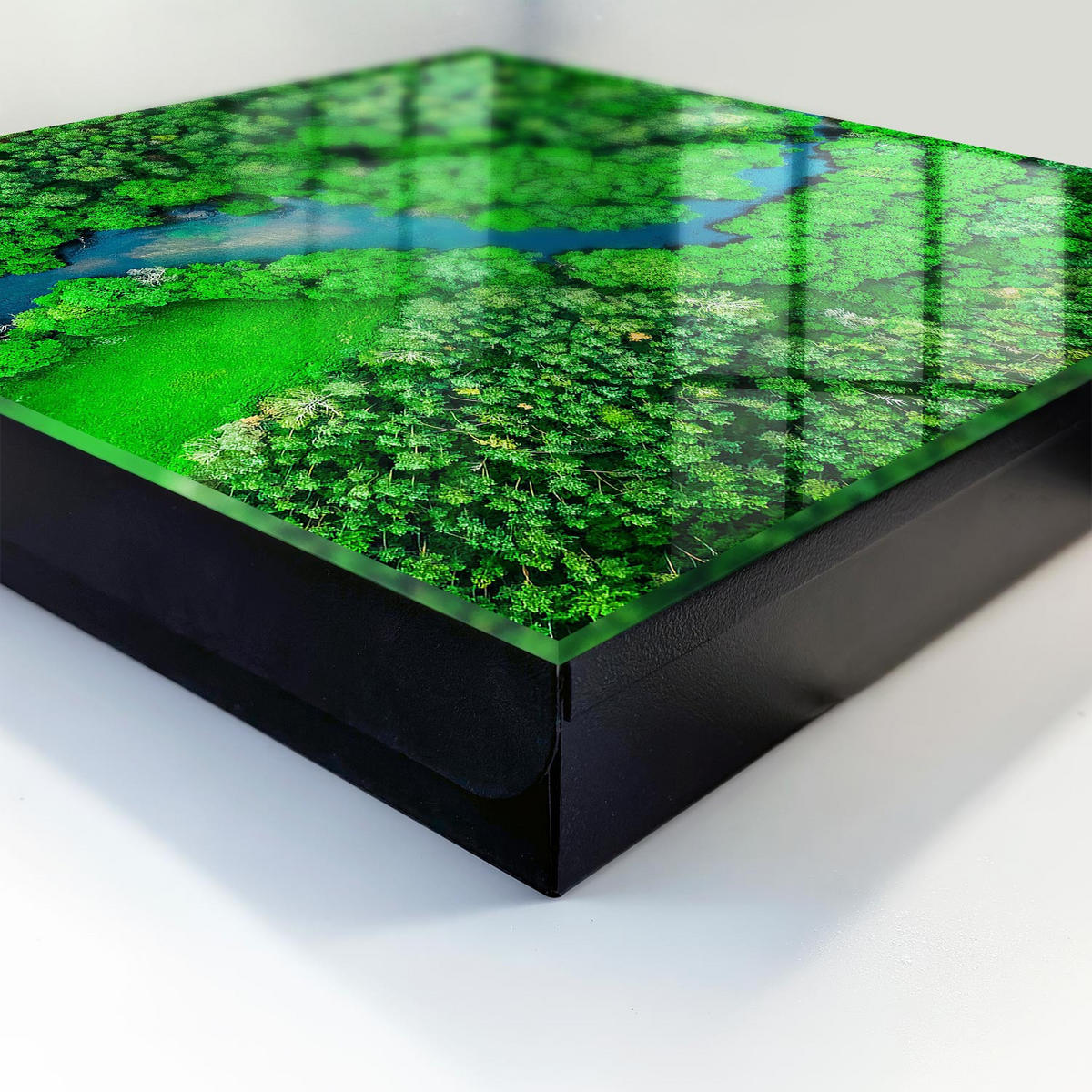 SCHLÜSSELBOX Schwarz 30x30 cm- Türöffnung nach rechts - Grüne Wälder - Grün, Metall (30/30/5cm) - TULUP