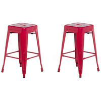 HOCKER 2er-Set Metall Rot Cabrillo - Rot, Metall (42/60/42cm) - Beliani