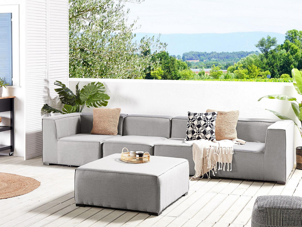 LOUNGE SET 4-Sitzer hellgrau modular Arezzo - Hellgrau, Textil - Beliani