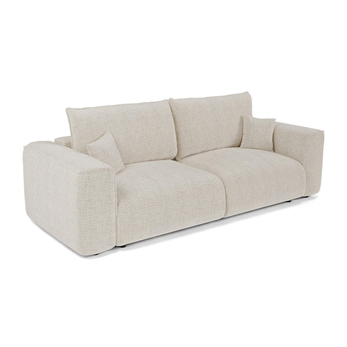 SCHLAFSOFA mit Stauraum COMO Kettgewebe mit weichem Griff Creme 254cm - Creme, Textil (254/78/95cm) - Premium Interiors