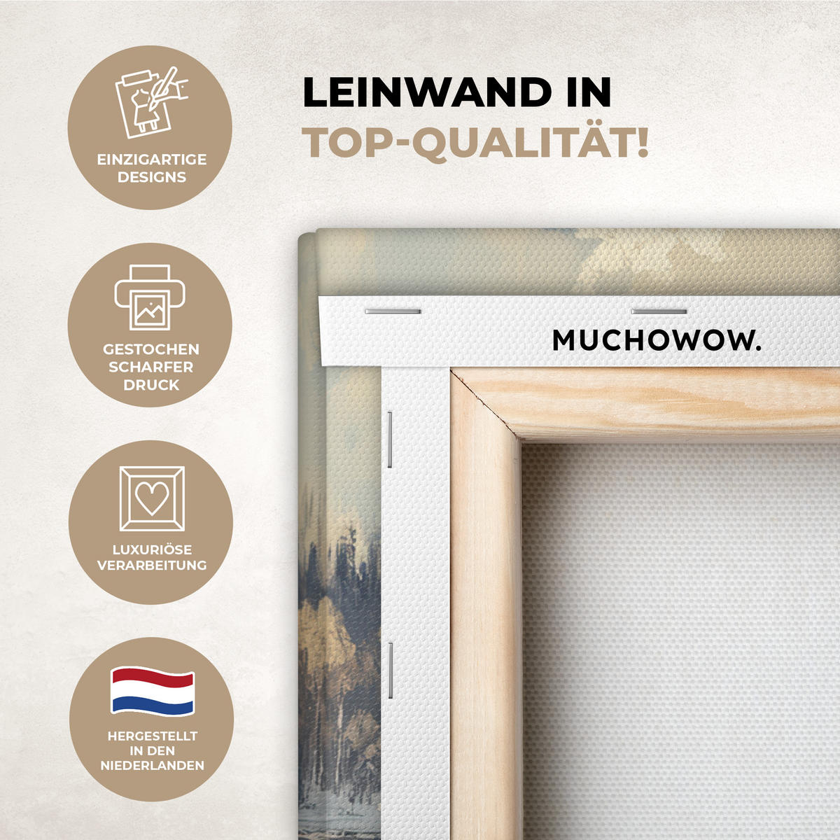 LEINWANDBILD Winter - Schnee - Zuhause - Natur Wanddeko 90x60 cm - Hellbraun, Textil (90/60cm) - MuchoWow