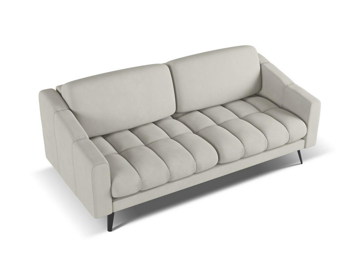 3-SITZER SOFA Chenille Stoff Beige - Beige/Schwarz, Textil/Metall (202/80/95cm) - Makamii