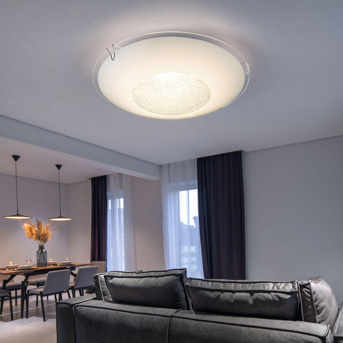 LED DECKENLEUCHTE Glas Weiß - Weiß, Glas (20/20/6cm) - Globo Lighting