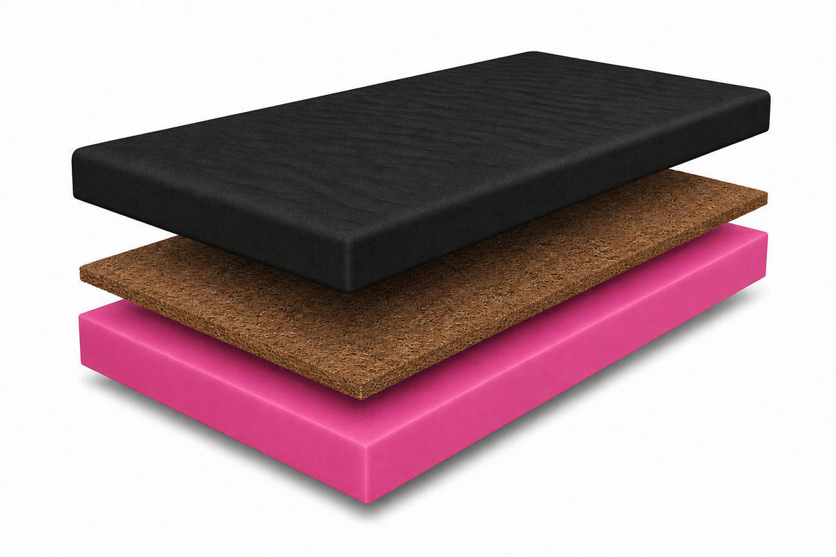 MARPUR TOP5 Kokos Topper 160x200 cm H4, 5 cm, Schwarz - Schwarz, Textil (160/200cm) - Marpur