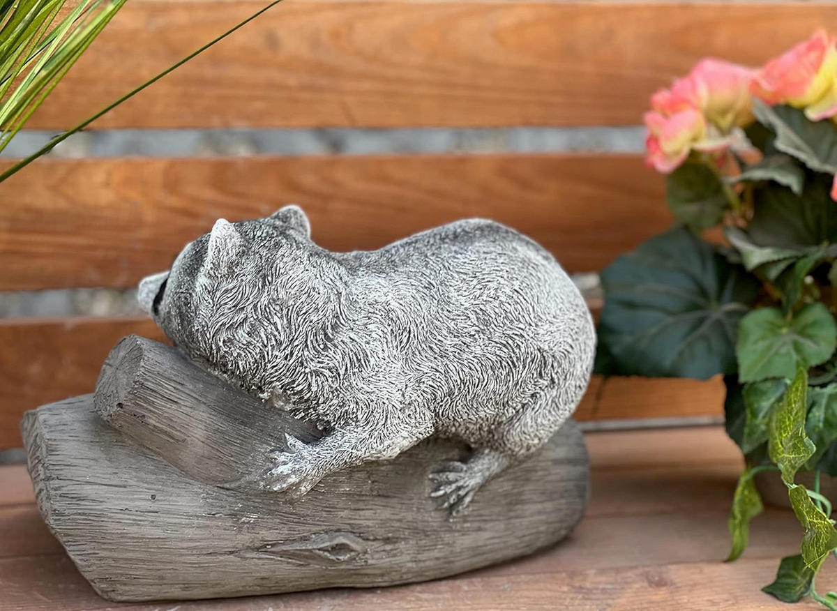 STEINFIGUR Waschbär frostfest Steinguss - Grau, Stein (24/16/18cm) - stoneandstyle