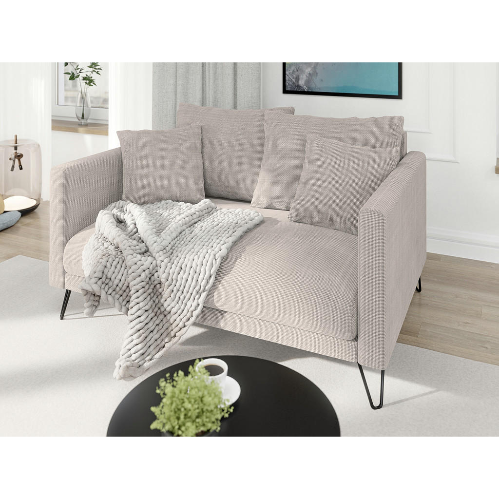 Thumbnail - S-Style Möbel 2-Sitzer-Sofa, Taupe, Textil, Echtholz,Buche, Birke, Füllung: Silikon,Silikon,Polyetherschaumkern, 140x85x...