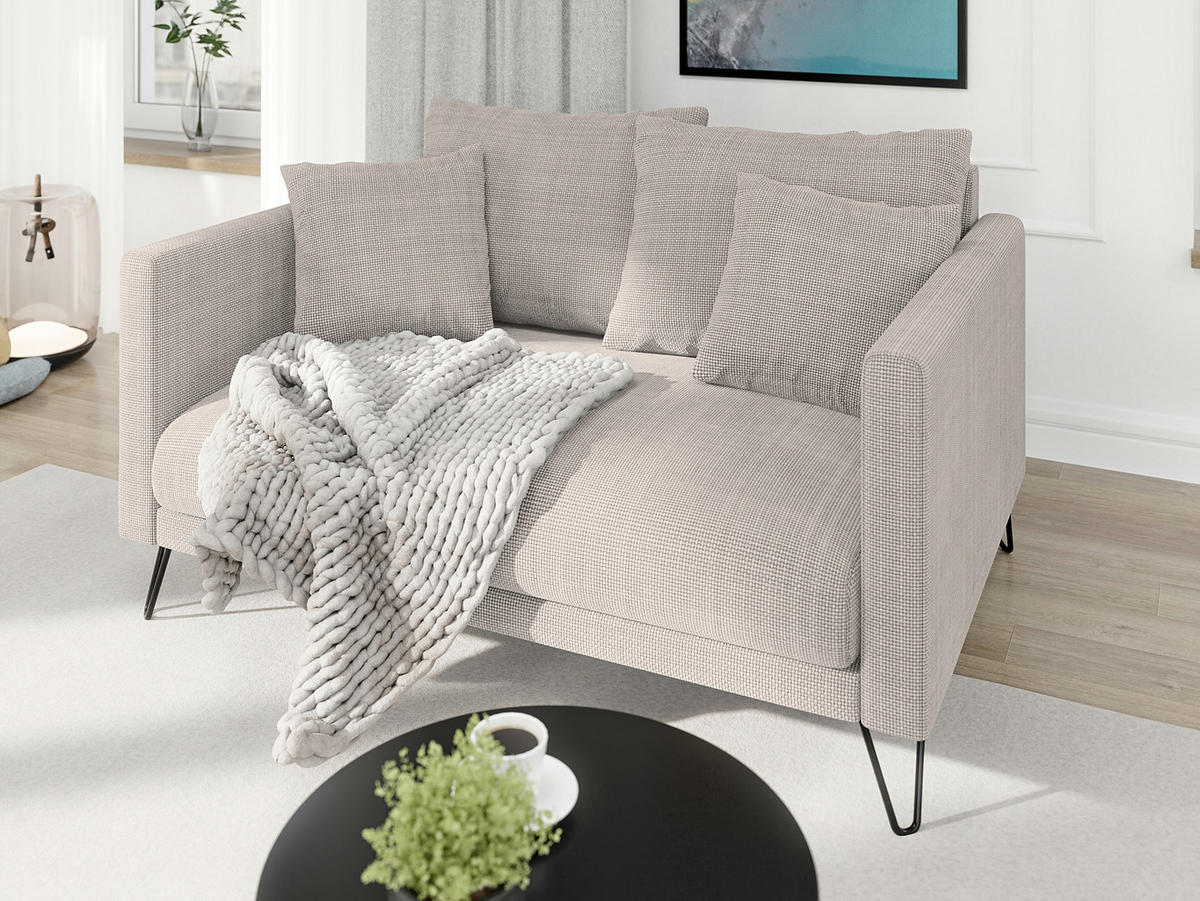 SITZGARNITUR 3+2+1 Harmony Taupe Chenille - Taupe/Schwarz, Holz/Textil (200/85/100cm) - S-Style Möbel