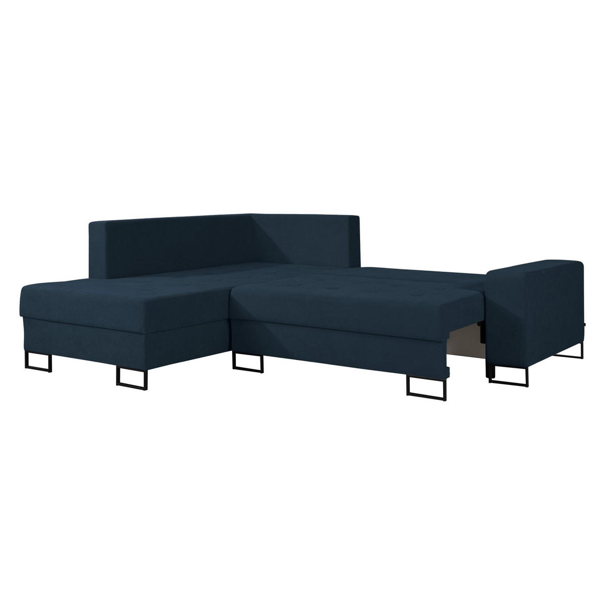 ECKSOFA Larelle Dunkelblau Chenille 245 cm - Schwarz/Dunkelblau, Textil/Metall (245/200cm) - Selsey