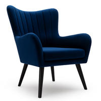 SESSEL Granatowy TEDI Mit Holzbeinen Gepolstert Aus Stoff Velluto - Dunkelblau, Textil (76/100/78cm) - Sepro Meble