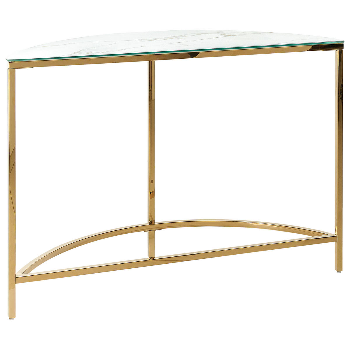 KONSOLENTISCH Marmor Optik weiß/gold Orita - Goldfarben/Weiß, Glas (36/111/78cm) - Beliani