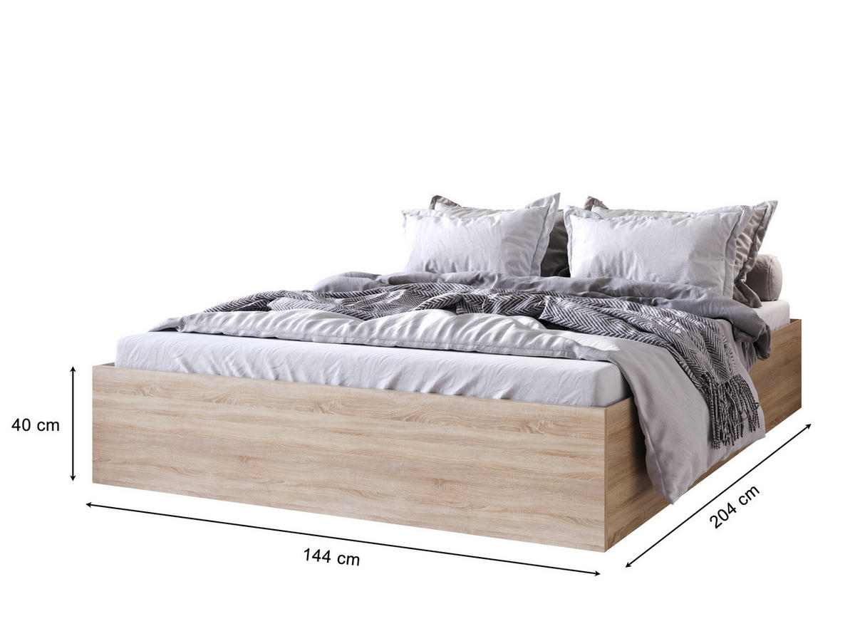 BETT Weiß MOND Holz Mit Bettkasten 140x200 cm - Beige, Textil (140/200cm) - Sepro Meble