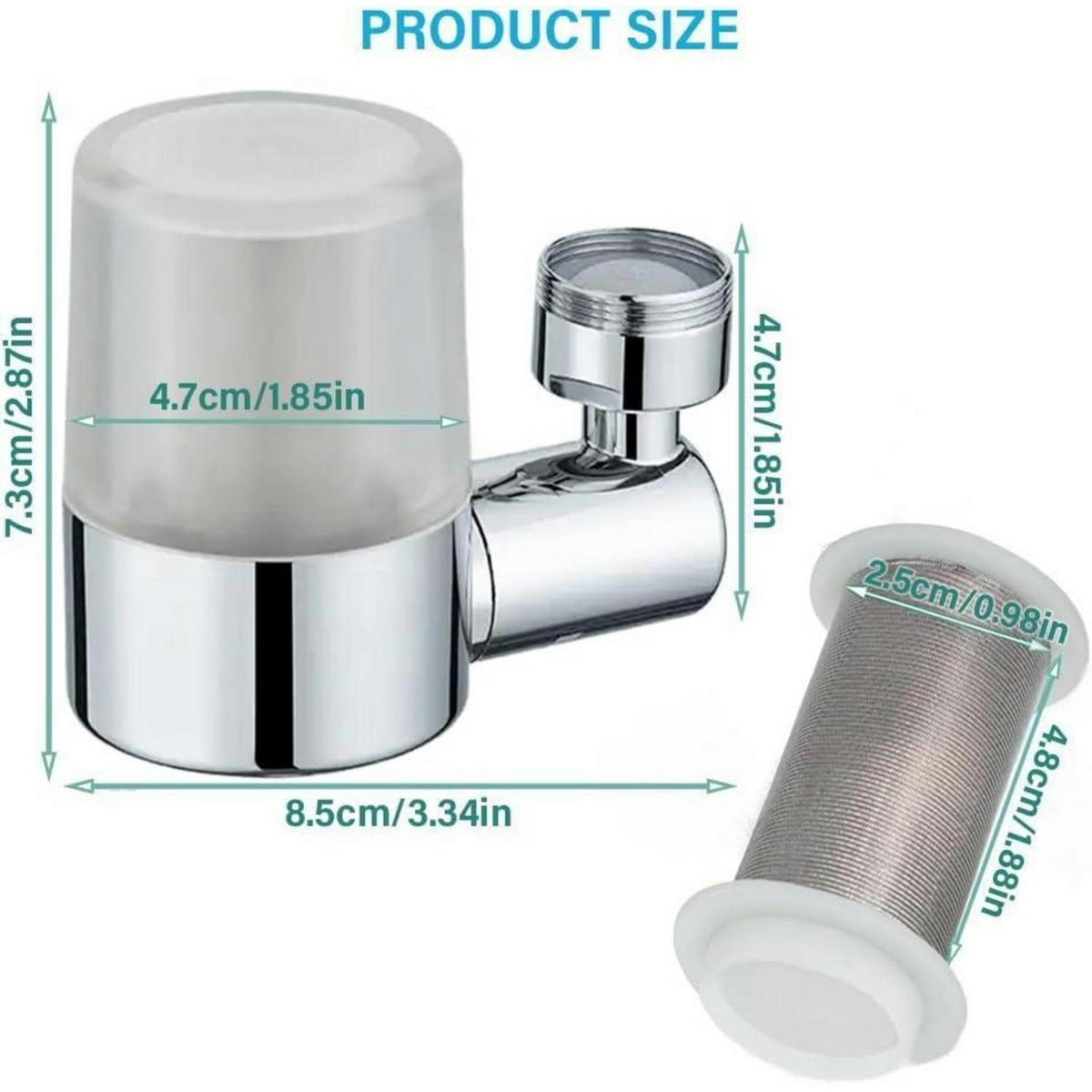 WASSERHAHNFILTER 720° drehbar 2 Modi Chrom - Silberfarben, Metall (5/5/7cm)