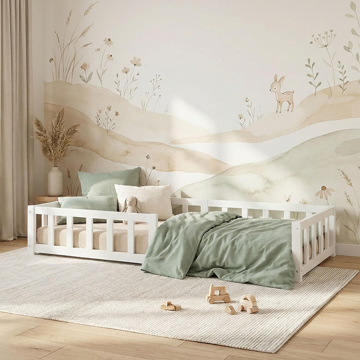 BODENBETT weiß 90/200 cm - Weiß, Holz (90/200cm) - Homestyle4u
