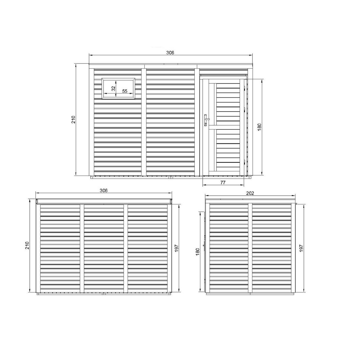 GARTENHAUS Holz 6,18 m² TIMBELA M326F1 - Beige, Holz (306/210/202cm) - Timbela