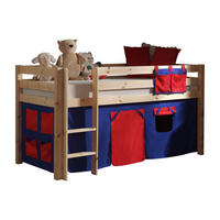 KINDERBETT Karolina 210x114x106 Massivholz Natur Textilset Domino - Dunkelblau/Kieferfarben, Holz (90/200cm) - 58aufmkessel