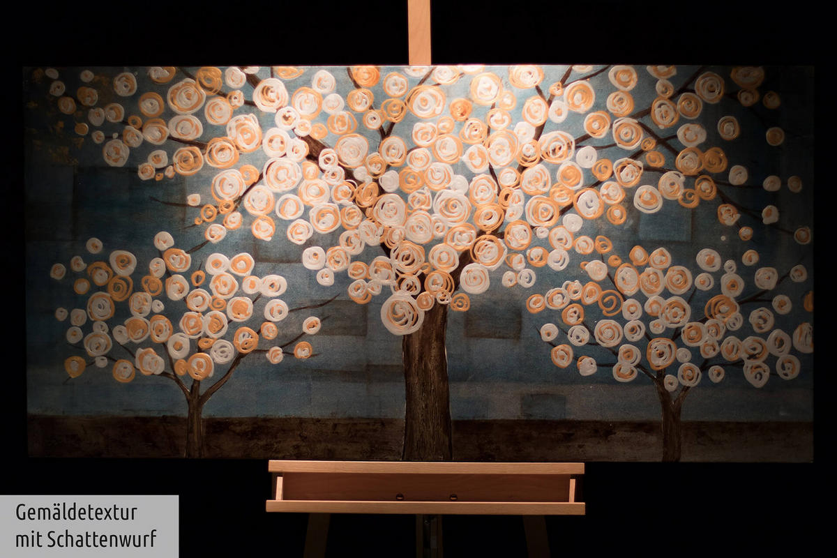ÖLGEMÄLDE 140/70 cm - Petrol/Braun, Holz/Textil (140/70cm) - KUNSTLOFT