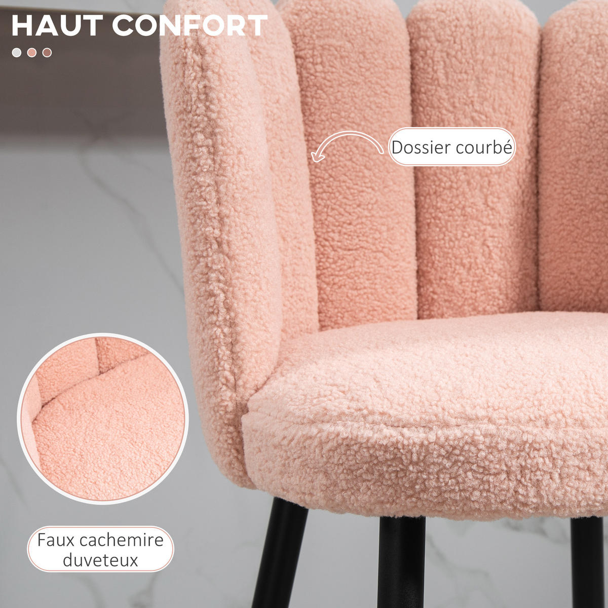 BARHOCKER 2er-Set DE-14780 gepolstert mit Boucle-Bezug & Fußstütze Rosa - Pink, Metall (52/93/53cm) - ComfortXL