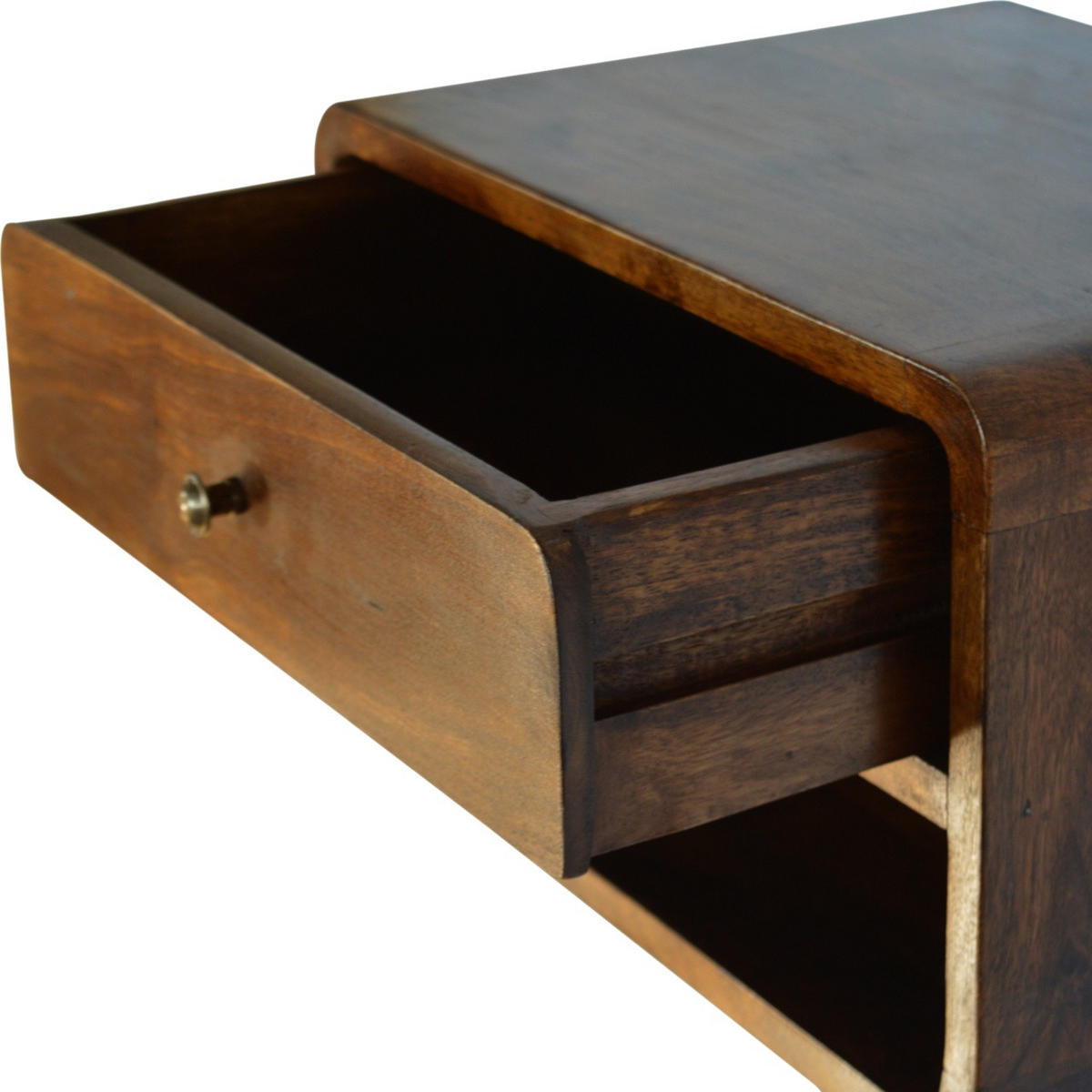NACHTTISCH wandmontierbar mit Kastanienfinish - Messingfarben/Braun, Holz/Metall (45/25/32cm) - Artisan Furniture