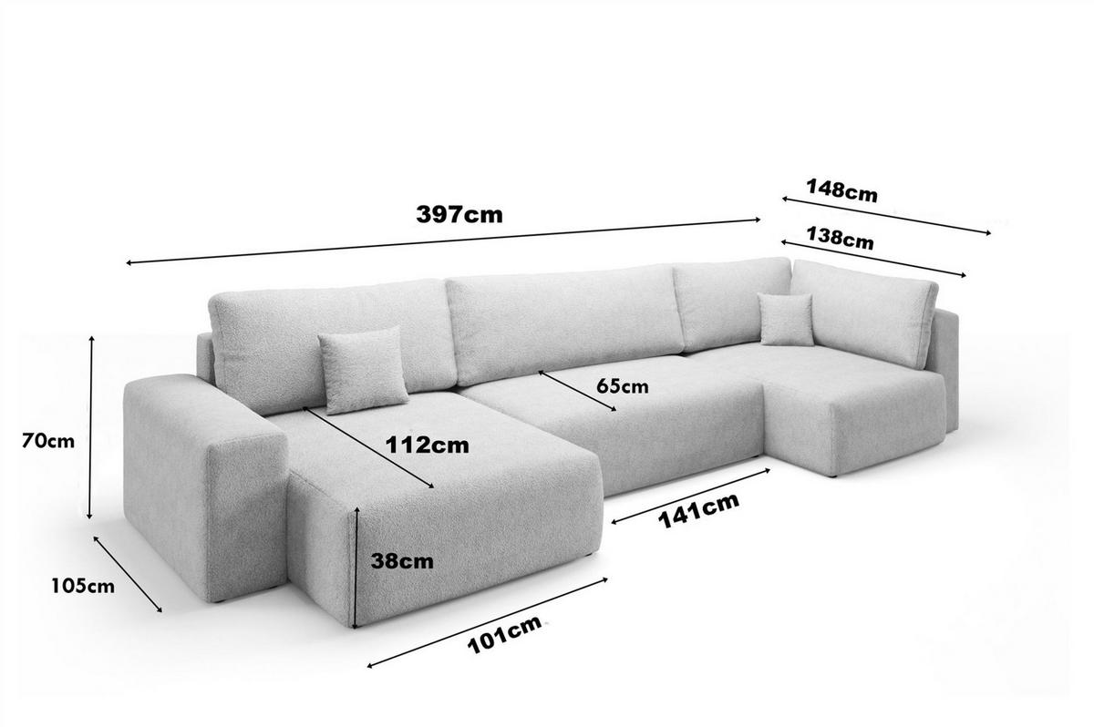 WOHNLANDSCHAFT Arona Xl - Gelb, Holzwerkstoff/Textil (148/70/397cm) - Fun Möbel