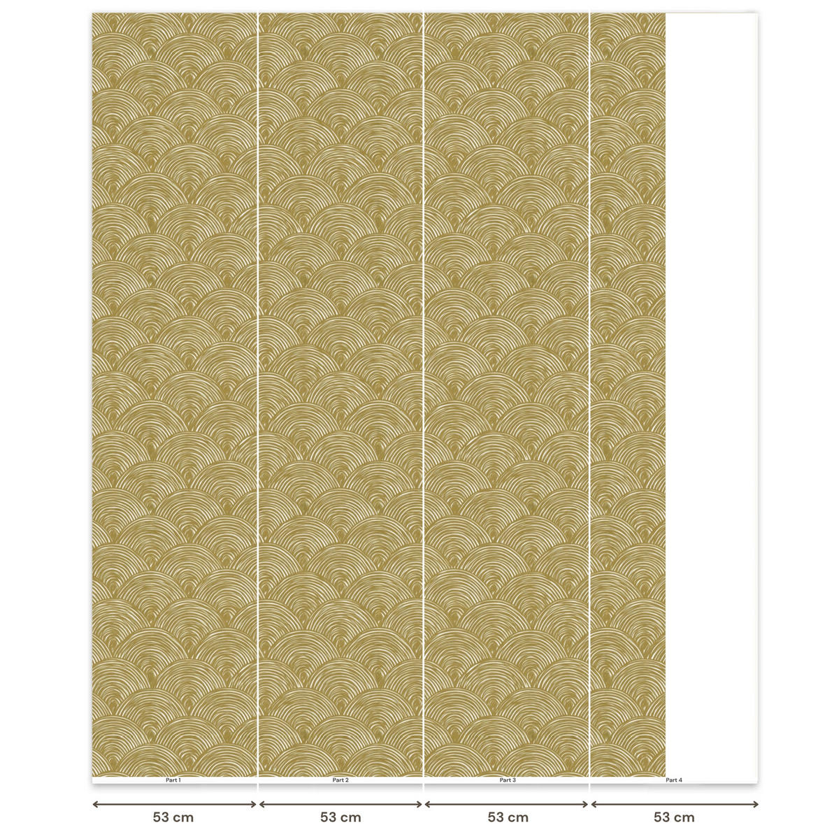 TAPETE - Fächer - Geometrisch - Grün - 200x260 cm - Goldfarben, Papier (200/260cm) - OnlyWow