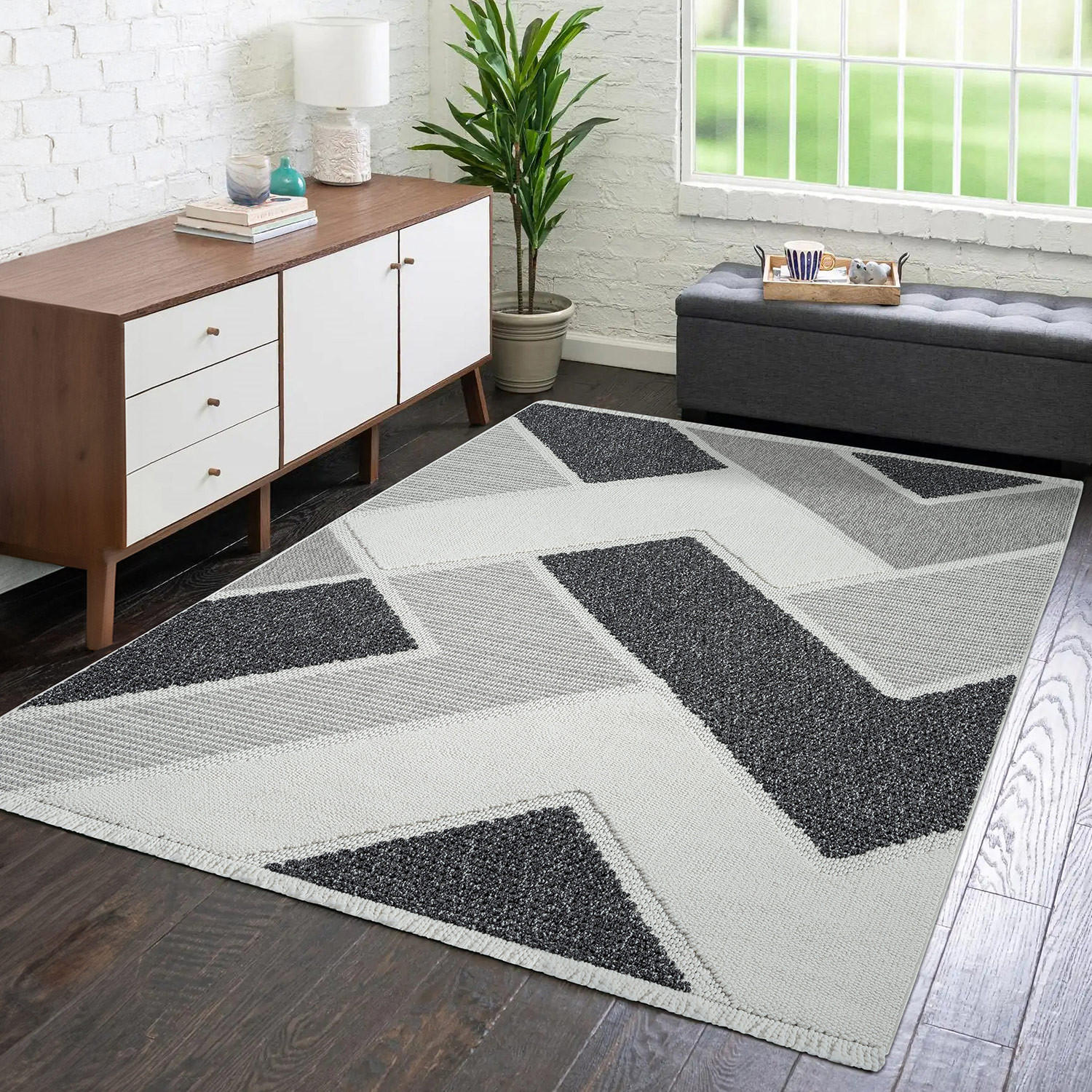 KURZFLOR-TEPPICH Lindo 8877 Grau 120x170 cm - Grau, Textil (120/170cm) - carpet city