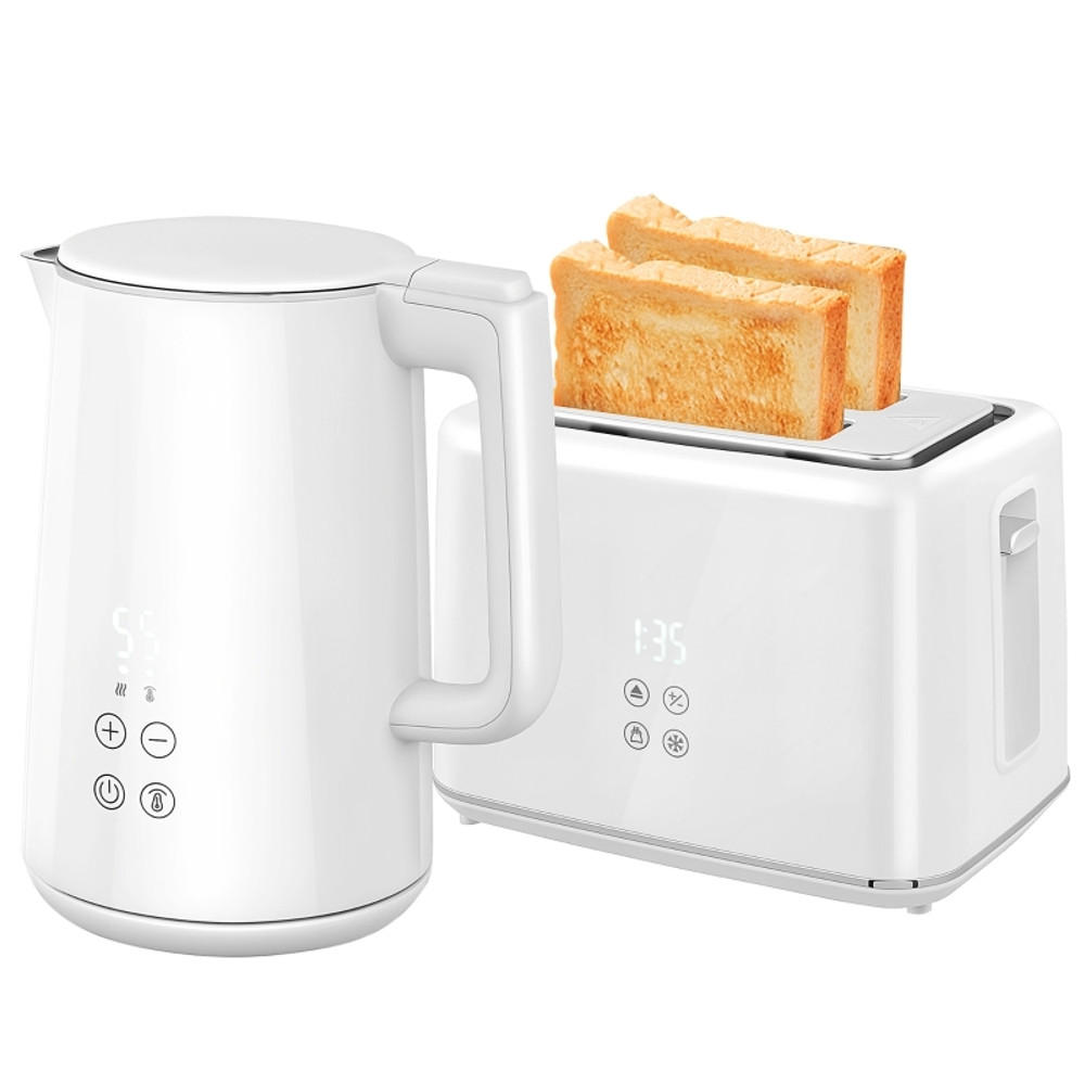 WASSERKOCHER-TOASTER Toaster Set 2200W 1,5L Weiß 21,5/15,5/25,1 cm - Weiß, Kunststoff (15.5/25.1/21.5cm) - Rolipo