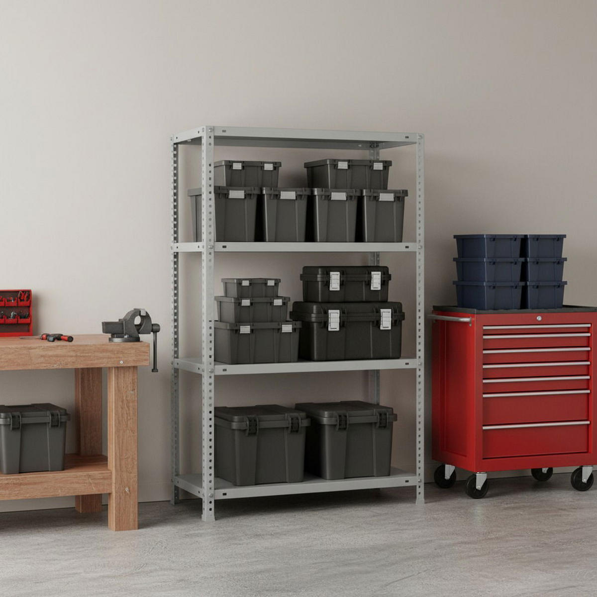 SCHRAUBREGAL PANDA MID | HxBxT 150x90x30cm | 4 Fachböden | Fachlast 75kg | Grau - Grau, Metall (90/150/30cm) - PROREGAL