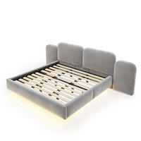 STAURAUMBETT 180/200 cm mit Hydraulik, RGB-LED und USB, DE-41706, in Grau - Grau, Holzwerkstoff (180/200cm) - ComfortXL