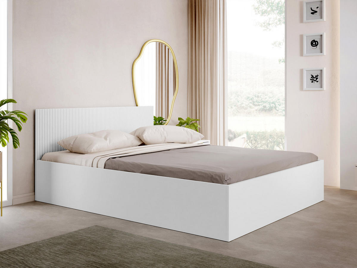 DOPPELBETT Tireno 160 - Weiß, Holzwerkstoff (160/200cm) - MIRJAN24