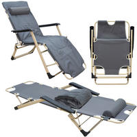 CAMPINGSTUHL mit Auflage, 178/65/88 cm, Grau - Grau, Kunststoff (65/40/178cm) - Amanka