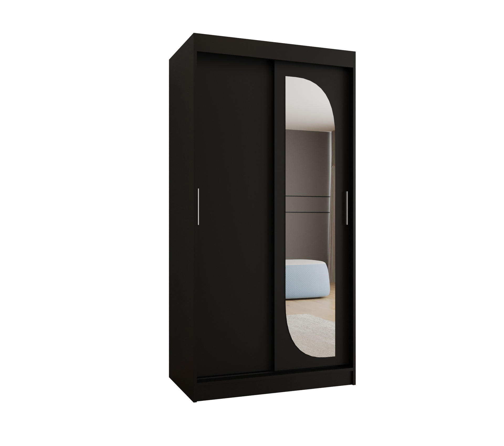 SCHWEBETÜRENSCHRANK 200/120/62 2-türig - Silberfarben/Schwarz, Holz (120/200/62cm) - MÖBEL KRYSPOL