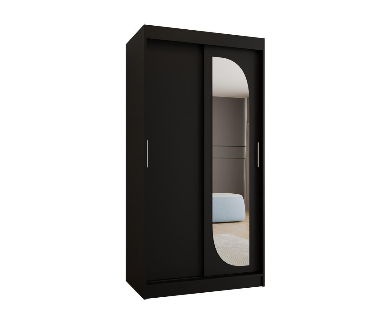 SCHWEBETÜRENSCHRANK 200/100/62 2-türig - Silberfarben/Schwarz, Holz (100/200/62cm) - MÖBEL KRYSPOL
