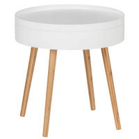 KAFFEETISCH rund, Bambus, Weiß - Weiß, Naturmaterialien (49.5/49.5/51.5cm)
