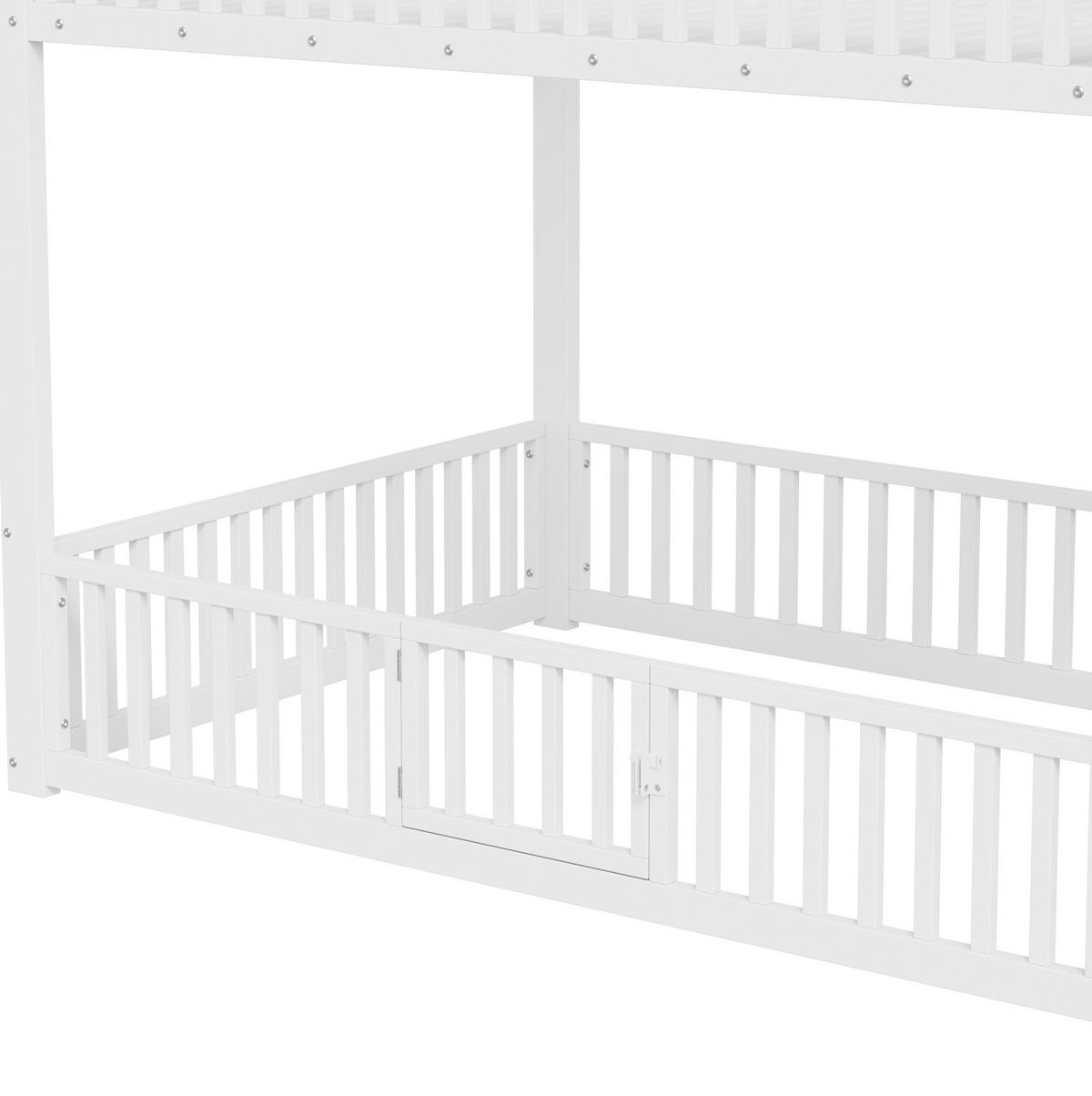 ETAGENBETT 140/200 cm aus Metall und MDF mit LED-Beleuchtung und Stauraumleiter Weiß - Weiß, Holzwerkstoff (140/200cm) - Modenvie